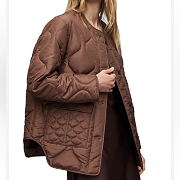 NWT All Saints Women's Foxi Liner Chocolate Jacket size 6 - Picture 4 of 11